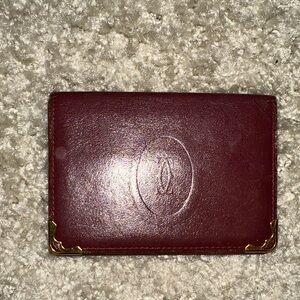 Cartier Burgundy Leather Card Holder with Gold Accents
